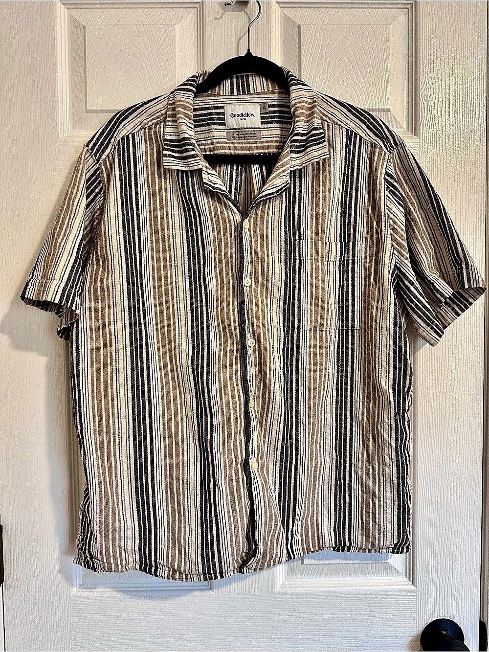 Goodfellow & Co Men's Striped Short-Sleeve Button-Down Cotton Shirt XL